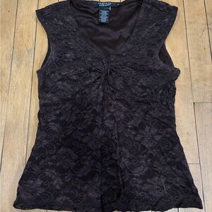 Dark Brown Lace Sleeveless Top